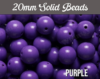 20 mm - Violet 20 mm, Grosses perles acryliques, Grosses perles 20 mm, chewing-gum, Collier de perles chewing-gum, Perles 20 mm, trou 2 mm