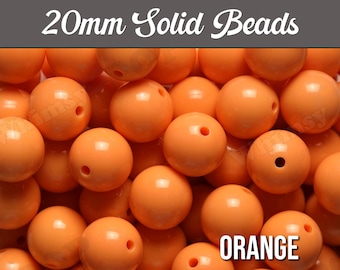 20mm - Orange 20mm Gumball Beads, Chunky Acrylic Beads, 20mm Chunky Beads, 20mm Beads, Round Chunky Jewelry Necklace Beads, 2MM Hole