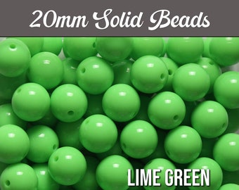 20mm - Lime Green 20mm Gumball Beads, Chunky Acrylic Beads, 20mm Chunky Beads, 20mm Beads, Bubble Gum Beads, 2mm Hole