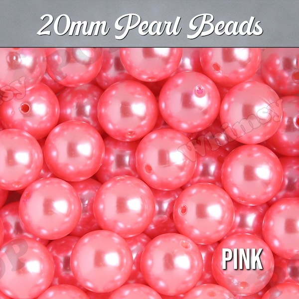 20mm - Pearl Metallic Pink Gumball Beads, Chunky Pearl Beads, 20mm Pearl Beads, Pearl Gumball Beads, Bubble Gum Beads, Pink Beads 2MM Hole