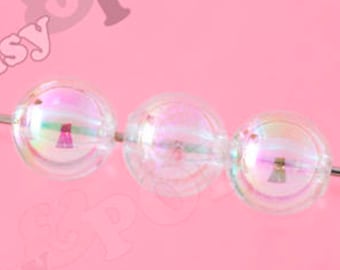 Bubble Style Clear Color Transparent AB Gumball Beads, Transparent Acrylic Round Beads, 12mm or 10mm Spacer Beads (C1-19)
