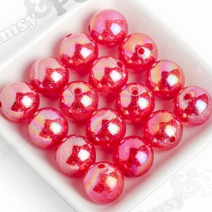 20mm-rouge AB craquelé perles, Perles craquelées Chunky, 20mm craquelé perles, perles de Gumball Crackle, fissurés perles Bubblegum image 1