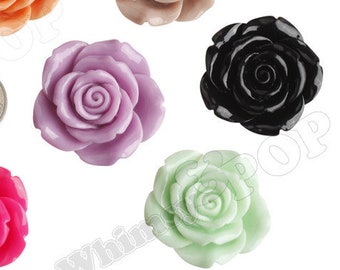 Huge Detailed 44mm Rose Cabochons, Flower Cabochons, Flower Cabs, Chunky Flower Cabochons, Flower Cabs, 44x15mm (R5-044)