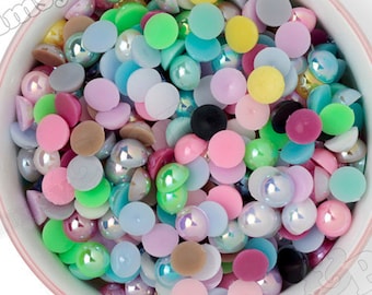 10mm AB Pearl Flatbacks, Half Pearls, Resin Decoden Cabochons, Half Pearl Cabochons, Flatback Pearls, Flat Back Pearls Blauw Rood Roze Wit