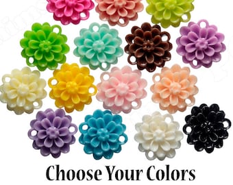 14mm Dahlia Bead / Cabochons, Flower Cabochon, Flower Beads, Flower Connectors, Resin Cabochons, Resin Flowers, Cabochon Variety Pack
