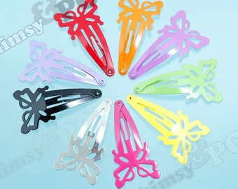 Clips de pelo Colorful Butterfly Snap, Snap Clips, Clips para el cabello, Barrettes para niños, Pinzas para el cabello de metal, Espacios en blanco, 39 mm (C2-13)