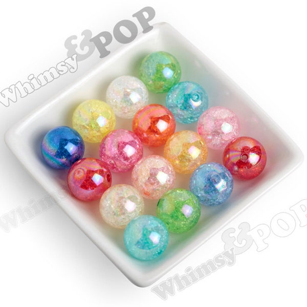 20mm - MIXED Color AB Crackle Beads, Chunky Ice Cube Beads, 20mm Crackle Beads, Crackle Gumball Beads, Cracked Bubblegum Beads, Bubble Gum