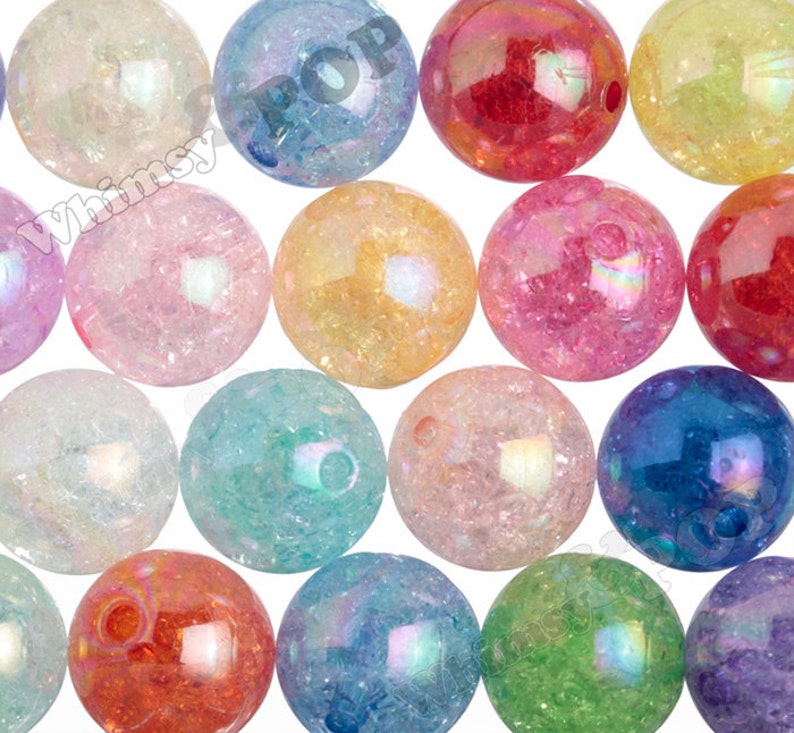 20mm-rouge AB craquelé perles, Perles craquelées Chunky, 20mm craquelé perles, perles de Gumball Crackle, fissurés perles Bubblegum image 3