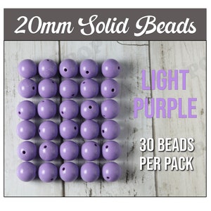 May include: A pack of 30 light purple 20mm solid beads.  LIGHT PURPLE 30 BEADS PER PACK