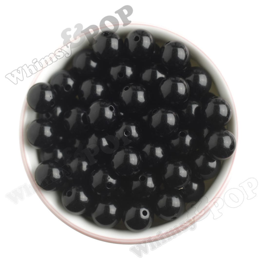 16mm Black Licorice Gumball Beads, Chunky Gumball Beads, 16mm Gumball