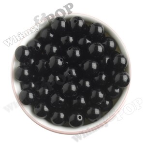 16 mm - schwarze Lakritz Gumball Perlen, Kautschuck Gumball Perlen, 16 mm Gumball Perlen, 16 mm Chunky Perlen, 16 mm Perlen, 1 mm Loch