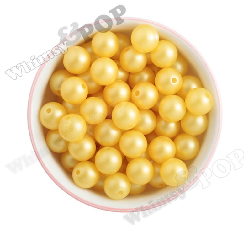 16mm MATTE Pearl Gumball Beads, Chunky Pearl Beads, 16mm Pearl Beads, Pearl Gumball Beads, Bubblegum Beads, Round Acrylic Beads, 2MM Hole Yellow