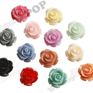 15MM Open Bud Rose Cabochons, Rose Flower Cabochons, Flat Back, Resin Flower Cabochons, Red Pink Peach Yellow Orange Blue Green White Black image 6