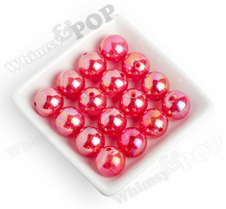 20mm-rouge AB craquelé perles, Perles craquelées Chunky, 20mm craquelé perles, perles de Gumball Crackle, fissurés perles Bubblegum image 1