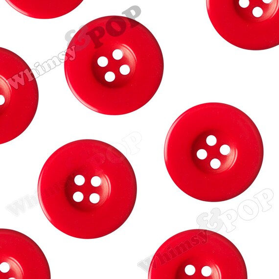 NEW BULK 50 LOVELY ROUND RED COLOURED RESIN BUTTONS 23MM FREE P/&P!