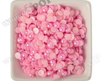8MM Half Pearls Bubblegum Pink Pearl Flatback Decoden Cabochons,  Half Pearl Cabochon, 8mm Flat Pearls, Flat Back Pearls, Embellishment