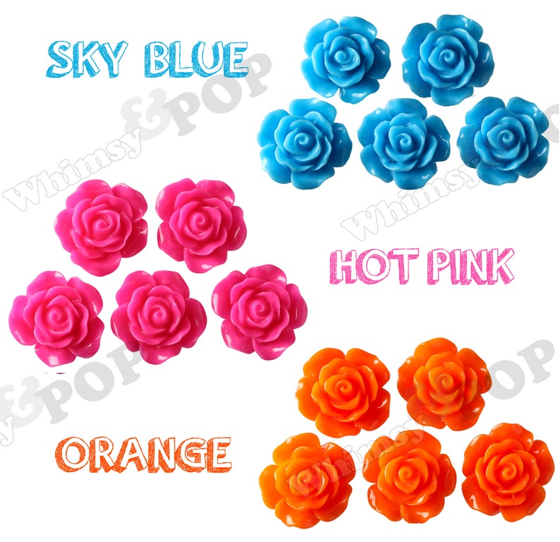 20MM Large Detailed Rose Cabochons, Resin Cabochons, Flower Shaped, Flatback Roses, Flat Back Roses, Flower Cabochons, Flower Cabs image 6