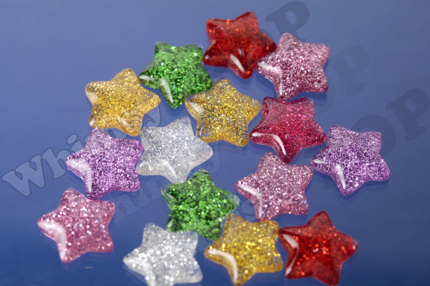 NEW Glitter Star Cabochons, Glitter Resin Star Cabochon, Glitter Star…
