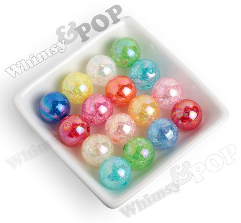 20mm-rouge AB craquelé perles, Perles craquelées Chunky, 20mm craquelé perles, perles de Gumball Crackle, fissurés perles Bubblegum image 2