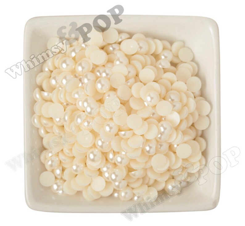 Embellishment Flat Back Pearls R3-158 Ivory Pearl Flatback Resin Decoden Cabochons 8MM Half Pearl Cabochons 8mm Flat Pearls