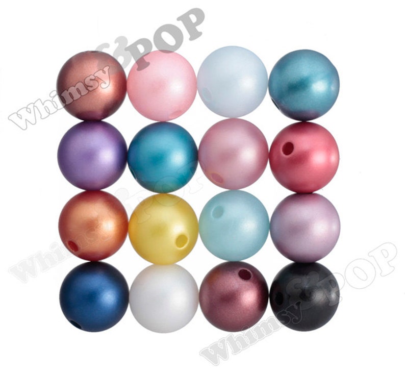 16mm MATTE Pearl Gumball Beads, Chunky Pearl Beads, 16mm Pearl Beads, Pearl Gumball Beads, Bubblegum Beads, Round Acrylic Beads, 2MM Hole Assorted