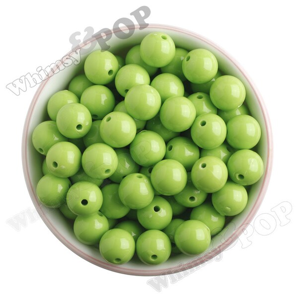 16mm - Lime Green Gumball Beads, Chunky Gumball Beads, 16mm Gumball Beads, 16mm Chunky Beads, 16mm Beads, Bubblegum Beads, 2mm Hole