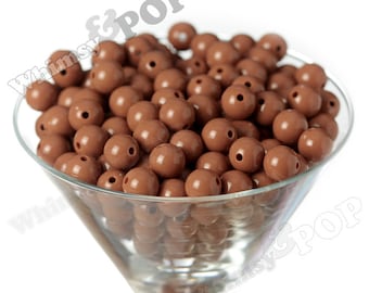 12mm - Mocha Brown Gumball Beads, 12mm Gumball Beads, 12mm Beads, Small Gumball Beads, Opaque Acrylic Round Beads, Bubble Gum Bead, 2mm Hole