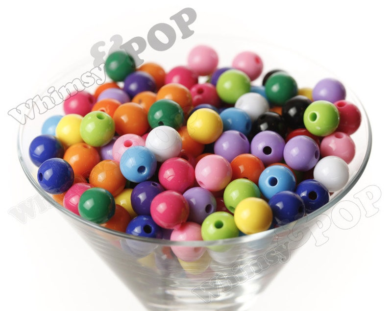 12mm Sunny Yellow Gumball Beads, 12mm Gumball Beads, 12mm Beads, Small Gumball Beads, Opaque Acrylic Round Beads, 2mm Hole image 3