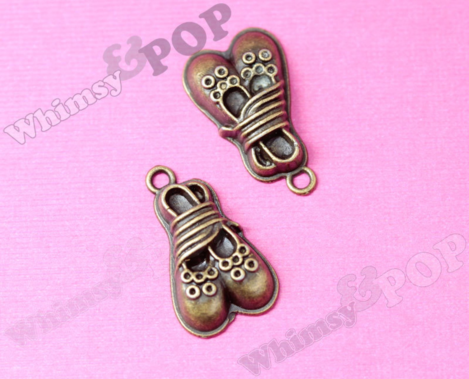 dollar sale antique bronze ballerina ballet shoe charm, shoe charm, ballet charm, slipper charm, dancing charm 24mm x 14mm (r9-0