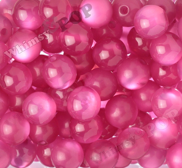 20mm Magenta  Hot Pink  Cats  Eye Gumball Beads Semi Opaque 