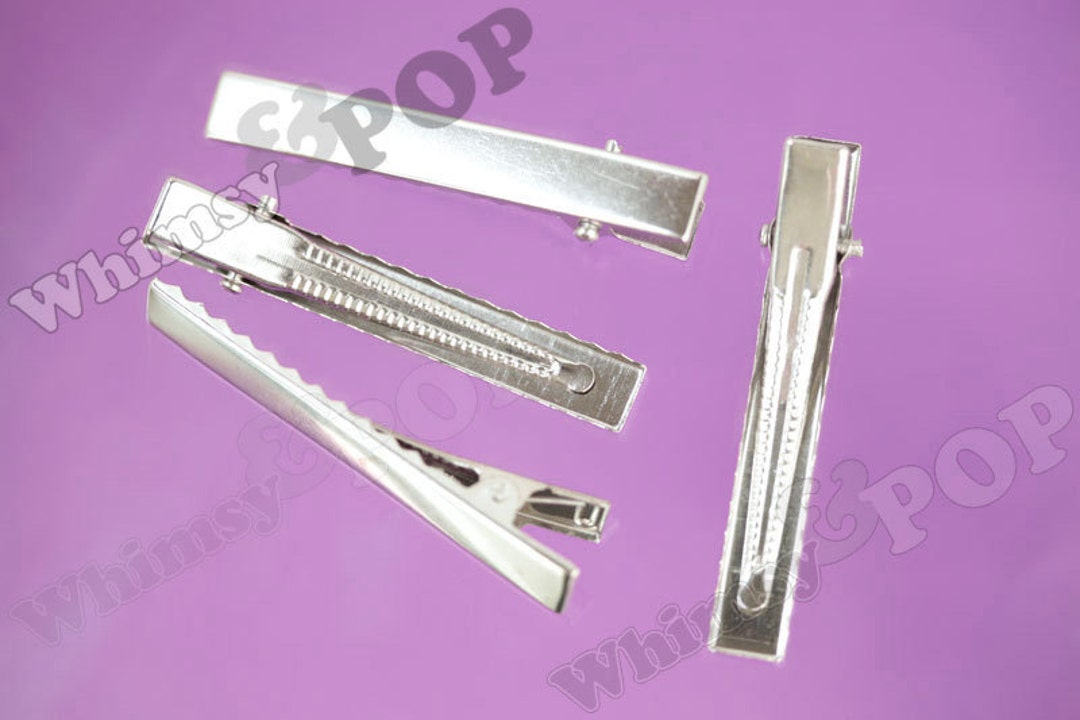 2 Large Silver Alligator Clips, Hair Clips, Hair Accessory Blanks, Hair