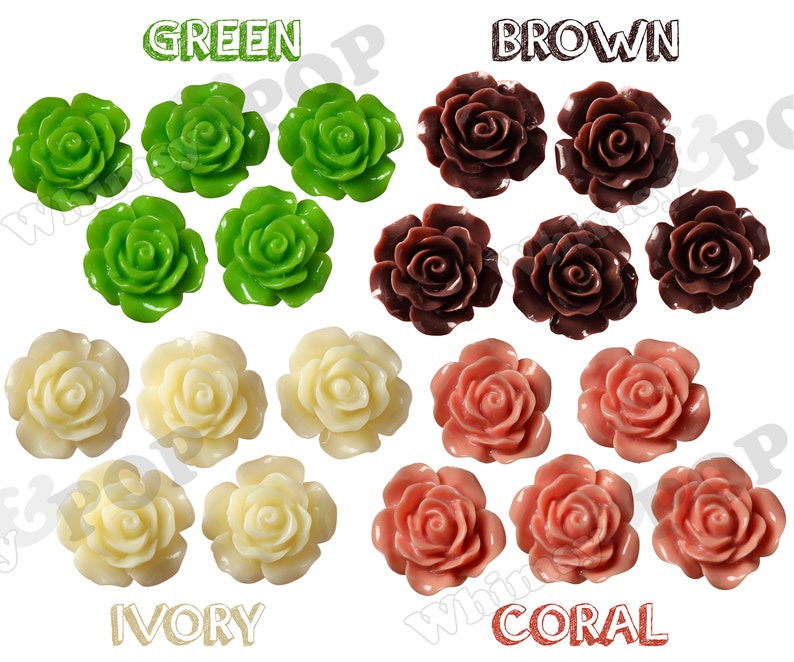 20MM Large Detailed Rose Cabochons, Resin Cabochons, Flower Shaped, Flatback Roses, Flat Back Roses, Flower Cabochons, Flower Cabs image 10