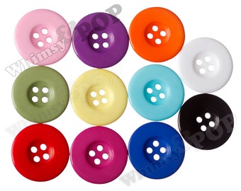 30mm Buttons, Resin Color Buttons, Sewing Buttons, Round Buttons, Craft Buttons, 4 Hole Buttons - Packs of 5, 10, or 15 Buttons (C2-04)