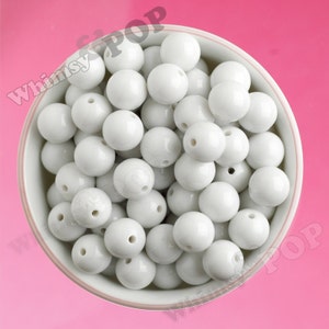 16mm White Gumball Beads, Chunky Gumball Beads, 16mm Gumball Beads, 16mm Chunky Beads, 16mm Beads, Bubblegum Beads, 2mm Hole image 1