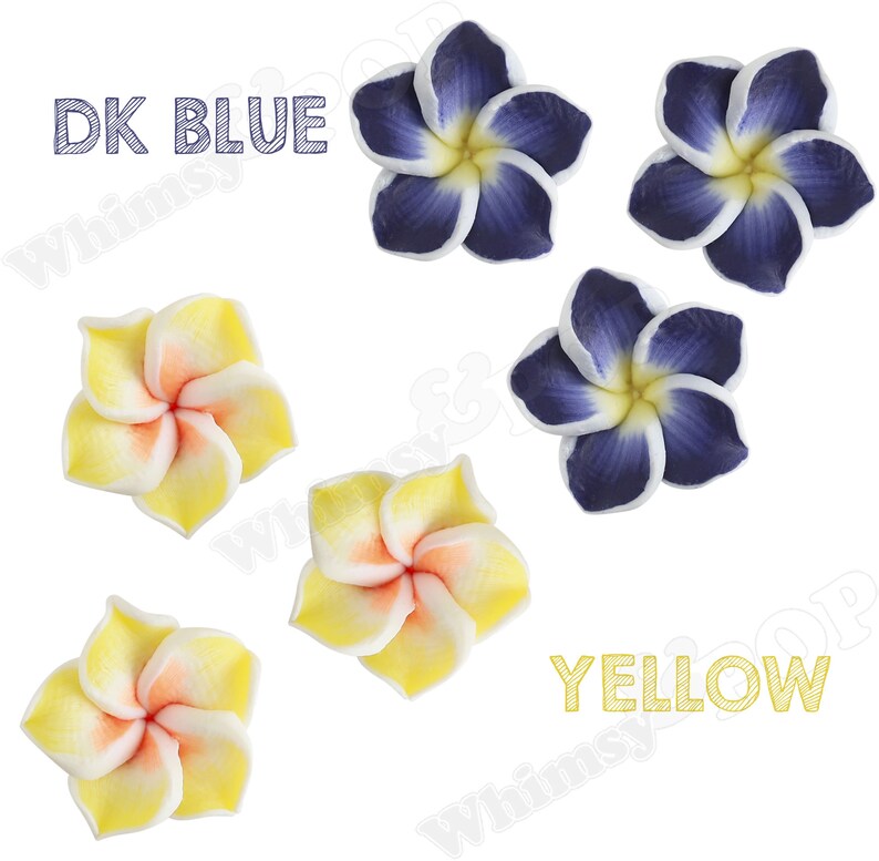 Kissitty 200-Piece Random Mixed Color Handmade Polymer Clay 3D Plumeria Flower