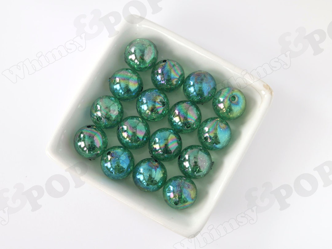 100pcs 20mm Crackle Acrylic Beads - Chunky Bubblegum AB Color Beads For Pen Making & DIY Jewelry