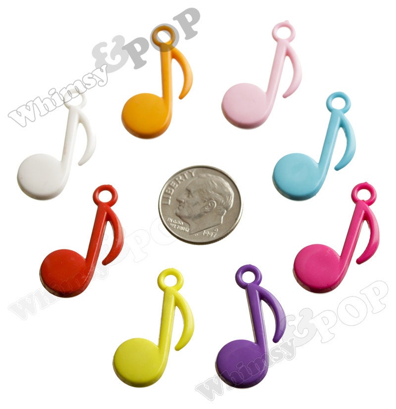 20Pcs Mixed Plastic Acrylic Musical Note Charms Pendants 10x26.5mm 