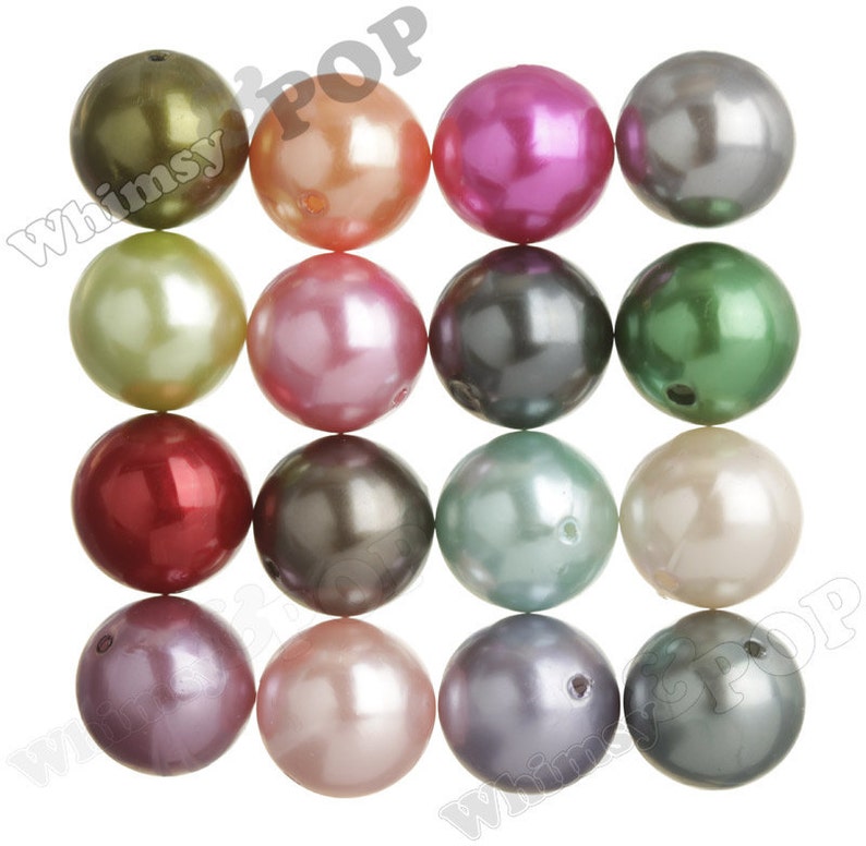 Pearl Metallic Silver Gray Gumball Beads, Chunky Pearl Beads, 20mm Pearl Beads, Pearl Gumball Beads, Bubble Gum Beads, 2MM Hole image 7