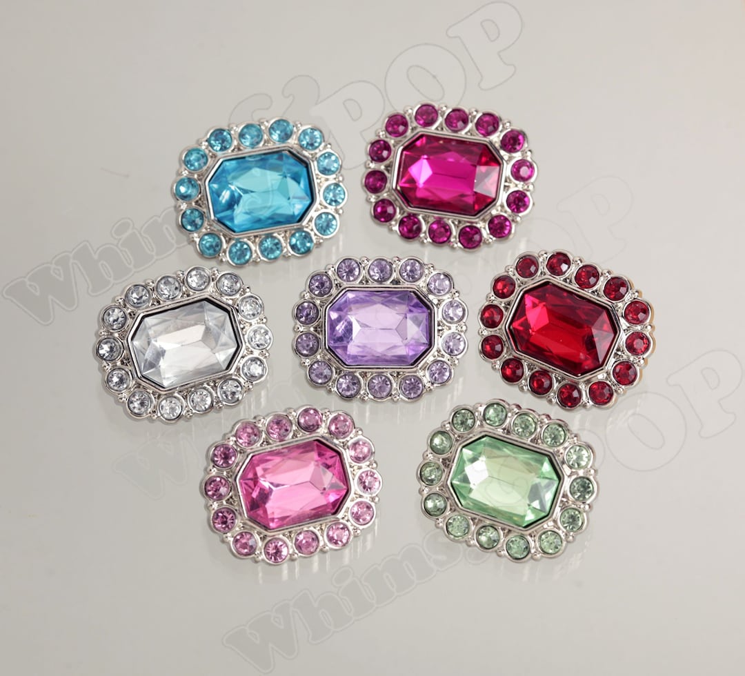 Rhinestone Buttons, Rectangle Acrylic Sewing Buttons, Shank Buttons ...