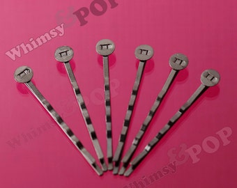 100 PACK - 52mm Gunmetal Black Bobby Pins, Bobby Pin Blanks and Findings, Black Bobbie Pins, 52mm wide, 8mm Glue Pad (R2-156,C1-15)