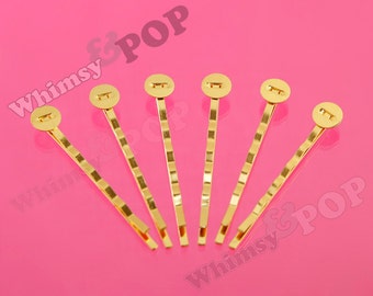 Gold Silver Colored Bobby Pins, Gold Tone Hair Pins, Silver Metal Bobby Pins, Sturdy Hair Pins, 52mm wide, 8mm Glue Pad (R2-159,C1-14)