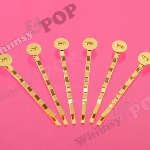 Gold Silver Colored Bobby Pins, Gold Tone Hair Pins, Silver Metal Bobby Pins, Sturdy Hair Pins, 52mm wide, 8mm Glue Pad (R2-159,C1-14)