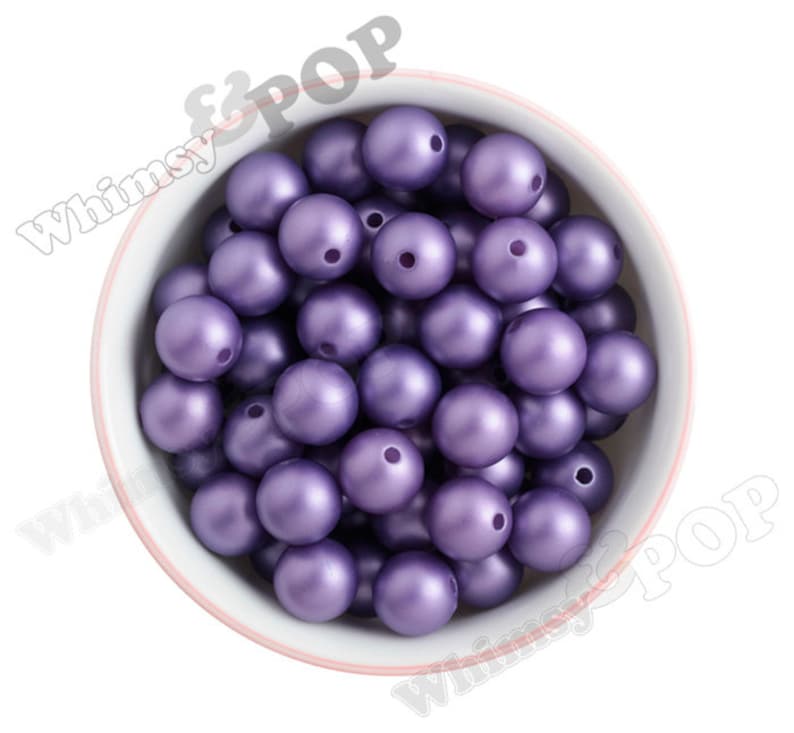 16mm MATTE Pearl Gumball Beads, Chunky Pearl Beads, 16mm Pearl Beads, Pearl Gumball Beads, Bubblegum Beads, Round Acrylic Beads, 2MM Hole Purple