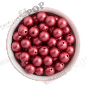 16mm MATTE Pearl Gumball Beads, Chunky Pearl Beads, 16mm Pearl Beads, Pearl Gumball Beads, Bubblegum Beads, Round Acrylic Beads, 2MM Hole Red