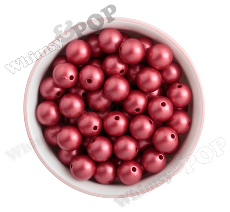 16mm MATTE Pearl Gumball Beads, Chunky Pearl Beads, 16mm Pearl Beads, Pearl Gumball Beads, Bubblegum Beads, Round Acrylic Beads, 2MM Hole Red