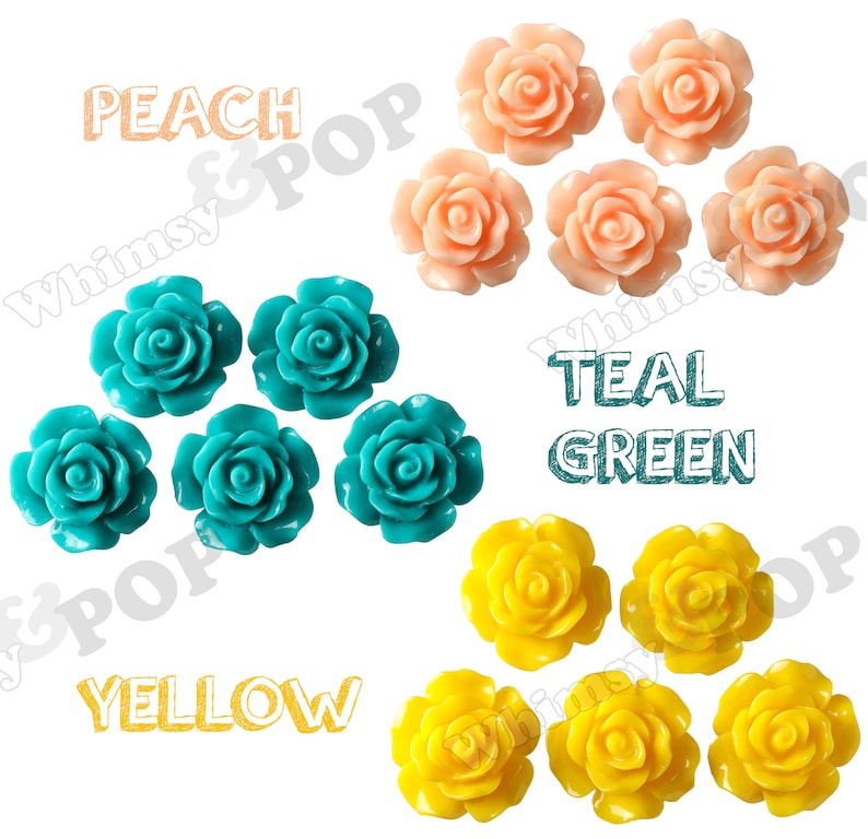 20MM Large Detailed Rose Cabochons, Resin Cabochons, Flower Shaped, Flatback Roses, Flat Back Roses, Flower Cabochons, Flower Cabs image 7