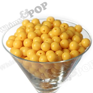 12mm Sunny Yellow Gumball Beads, 12mm Gumball Beads, 12mm Beads, Small Gumball Beads, Opaque Acrylic Round Beads, 2mm Hole image 1