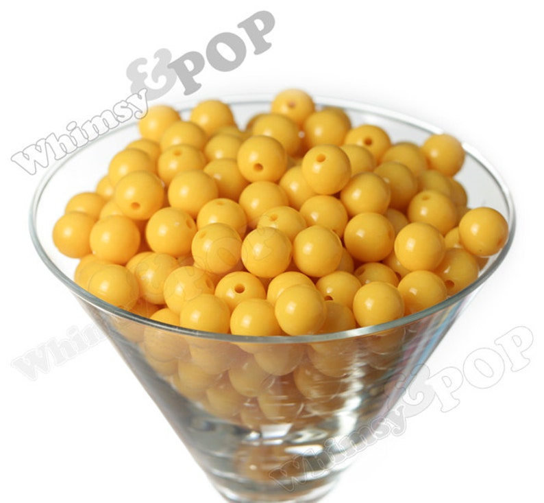 12mm Sunny Yellow Gumball Beads, 12mm Gumball Beads, 12mm Beads, Small Gumball Beads, Opaque Acrylic Round Beads, 2mm Hole image 1