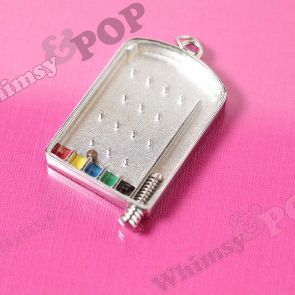 1 - 3D Working Vintage Japanese Style Pinball Charm Pendant, Pinball Charm, Gamer Pendant, Game Charm, Pinball Pendant, 32mm x 57mm (5-5B)