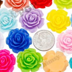 20MM Large Detailed Rose Cabochons, Resin Cabochons, Flower Shaped, Flatback Roses, Flat Back Roses, Flower Cabochons, Flower Cabs image 3